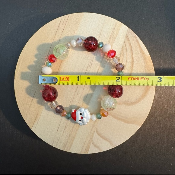 Kids Festive Multicolor Bead Bracelet with Christmas Charm - Picture 2 of 2